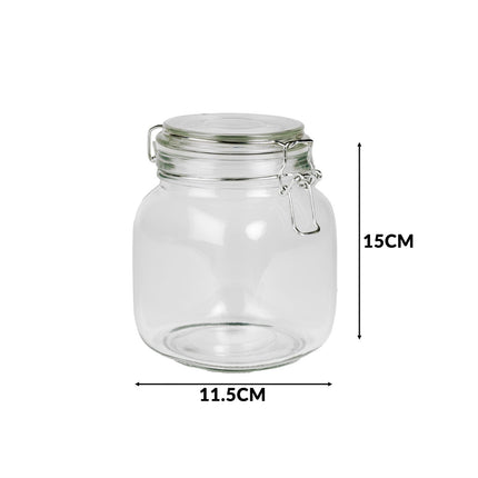 1L Glass Storage Jars with Clip Top Lid - Set of 6 Airtight Glass Storage | M&W