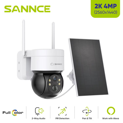 Annke 4MP Wifi Video Security Surveillance Camera Two Way Audio 18650 Rechargeable Battery with Solar Panel Outdoor 128G Storage