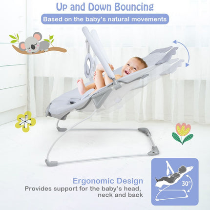 Portable Baby Bouncer with Detachable Toy Bar for Babies 0-6 Months Old up to 9 Kg