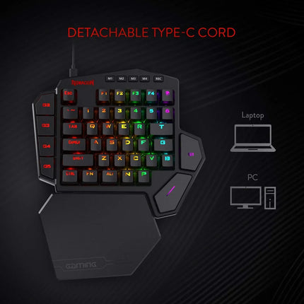 K585 DITI One-Handed RGB Mechanical Gaming Keyboard,Wrist Rest 42 Keys Type-C Professional Gaming Keypad Hot-Swappable