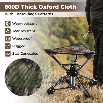 Folding Swivel Camping Hunting Stools with Anti-Sink Feet and Carry Bag