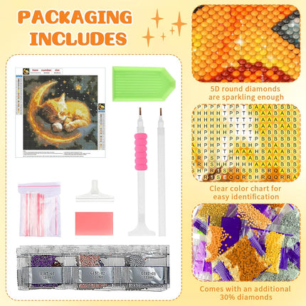 DOMROM Diamond Art Painting Kits for Adults, Cat Diamond Painting Kits Full DIY