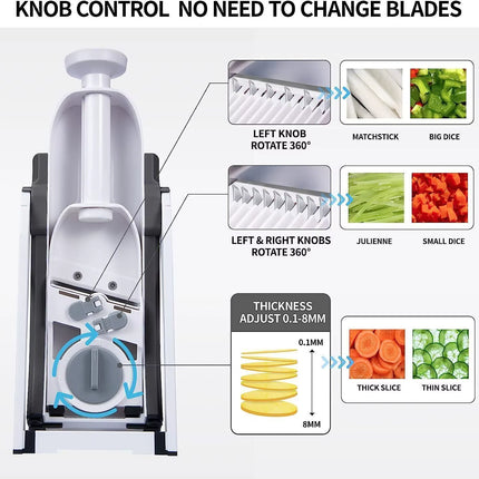4 in 1 Adjustable Mandoline Slicer Stainless Steel Vegetable Slicer Julienne Safe Vegetable Dicer Onion Carrot Slicer