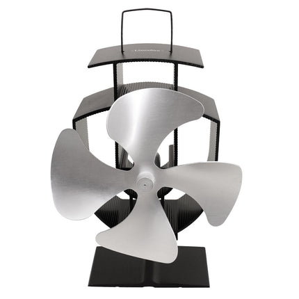 3 4 Blade Heat Powered Stove Fan Silver Wood Log Burner Fire Stove Mini Top Fan
