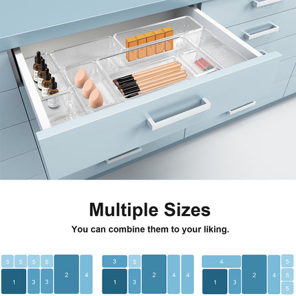 25PCS Draw Organiser Plastic Box Desk Drawer Fridge Trays Makeup Storage Divider