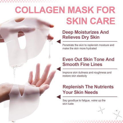Collagen Face Mask, Collagen Night Wrapping Mask, Overnight Hydrogel Face Mask, Collagen Anti-Wrinkle Mask, Intense Hydration, Firming, Reduce Fine Lines & Wrinkles, 4PCS