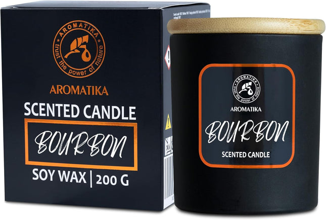 Scented Candle Bourbon 200G - Soy Wax Candle - Home Scented Candle - Aromatherapy Candle - Rich and Intense Scent - Air Freshener - Glass Candle Gift - Gift for Men