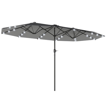 4.4M Double-Sided Sun Umbrella Patio Parasol with LED Solar Lights for Garden