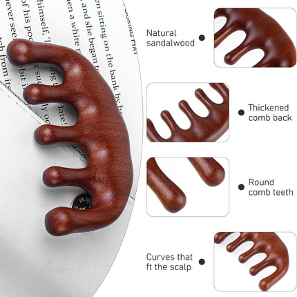 Wooden Massage Comb, Stimulator Gua Sha Natural Sandalwood Head Scalp No Static Wide Tooth Body Massage Tool for Men Women
