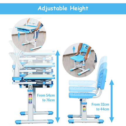 Children'S Ergonomic Height Adjustable Study Desk Set with Lamp