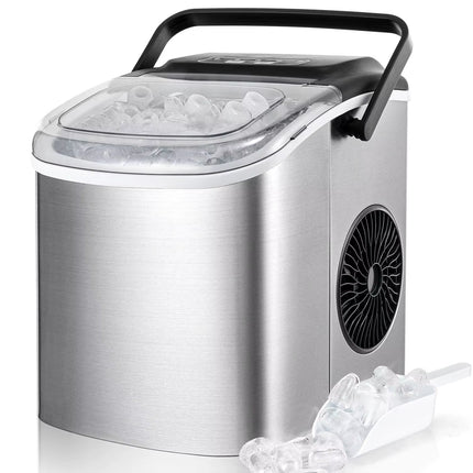 Electric Ice Cube Machine Ice Cube Maker Stainless Steel Icemaker Ice Machine 1.2L,9 Cubes,Self-Clean