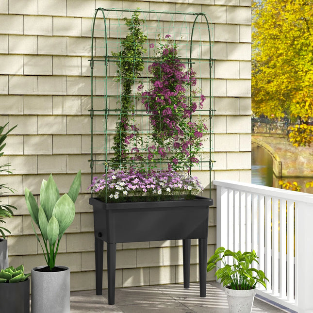 Self-Watering Raised Garden Bed with Climbing Trellis