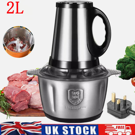 2L Electric Chopper Food Processor Multi Blender Meat Fruit Vegetable Mixer Tool
