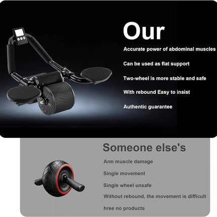 Abdominal Wheel Automatic Rebound Elbow Support Anti-Slip Fitness AB Roller