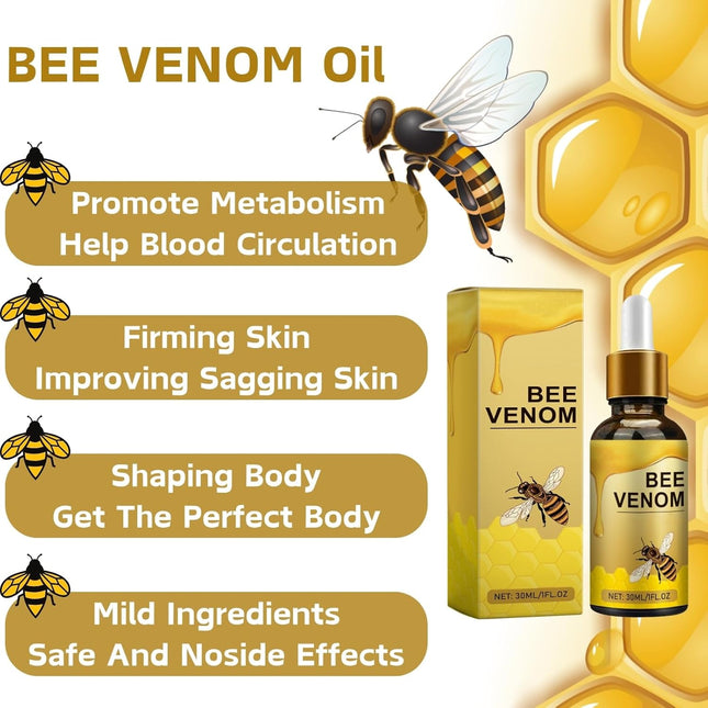 Bee Venom Oil,Bee Venom Slimming Oil,Weight Loss Body Oil,Weight Loss Stickers,Tightening & Shaping Body Oil for Belly,Hand,Leg,Bee Venom Lymphatic Drainage Oil,Bee Venom Belly Button Drops