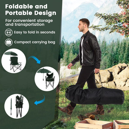 Camping Chair with Adjustable Umbrella and Portable Carrying Bag