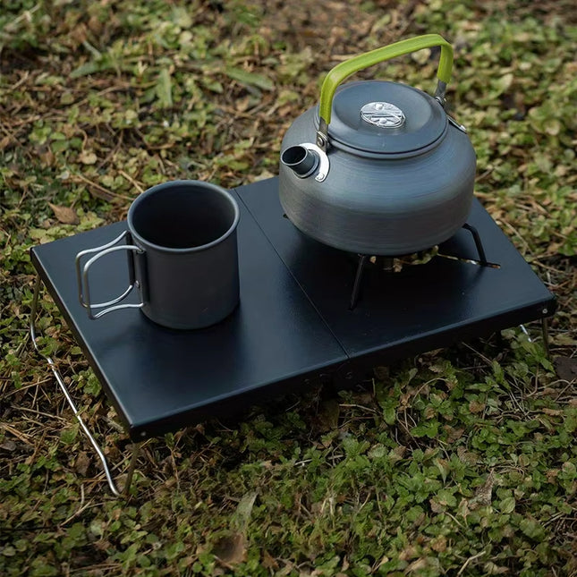 Outdoor Folding Small Table Portable Picnic Mini Table Thickened Steel Plate Spider Stove Insulated Table Camping Equipment