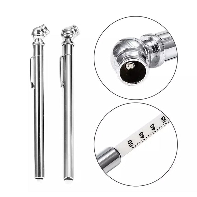 2Pcs Pencil Tire Pressure Gauge,Stainless Steel Portable Tyre Air Pen Pressure Gauge Pen W/Pocket Clip for Cars Trucks,Rvs