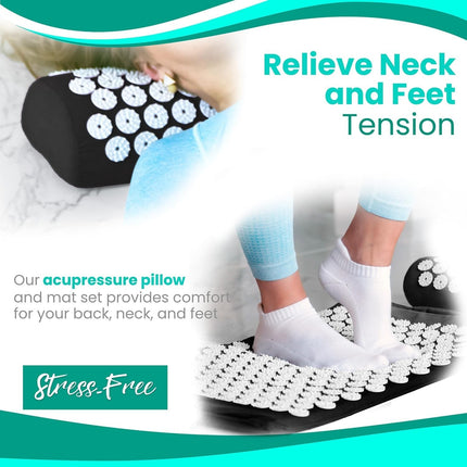 Acupressure Mat with Pillow Acupuncture Pin Massage Set Neck Pain Relief