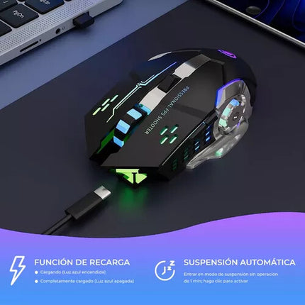 Rechargeable Wireless Mouse RGB LED USB Gaming Mice Laptop PC Mac UK