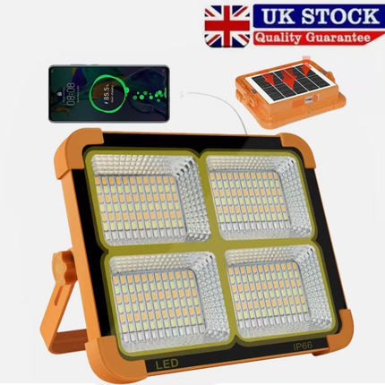 1500W USB Rechargeable LED Work Light Solar Cordless Portable Floodlight Camping