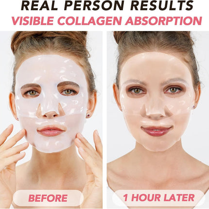 Collagen Face Mask, Collagen Night Wrapping Mask, Overnight Hydrogel Face Mask, Collagen Anti-Wrinkle Mask, Intense Hydration, Firming, Reduce Fine Lines & Wrinkles, 4PCS