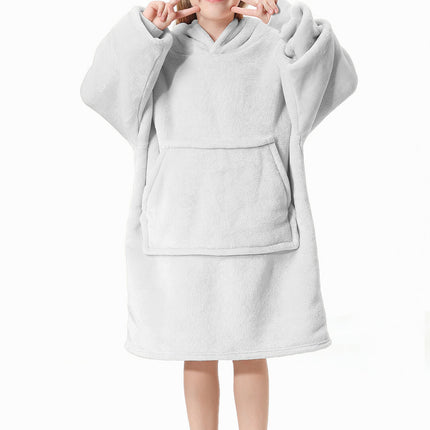 Kids Childrens Hoodie Blanket Oversized Plush Flannel Hooded Sweatshirt