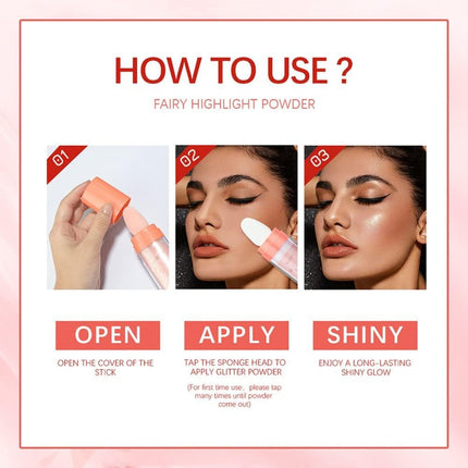 Polvo De Hadas Fairy Highlighter Patting Powder Face Body Glitter Shimmer Brightens Blusher Waterproof Smooth Highlighter Festival Party Makeup (#04 Fantasy Purple)