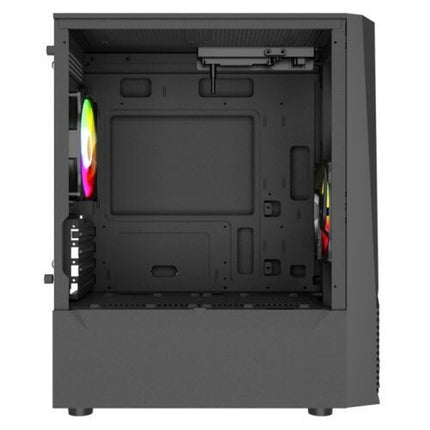 Gaming PC Case Matx Black Micro ATX Tower with 2X ARGB LED Fans & Strip Glass