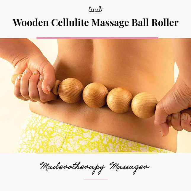 Accessories anti Cellulite Ball Massage Device Massager Roller with Handle Maderotherapy Wooden