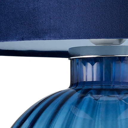 Mitzi Contemporary Ribbed Glass Table Lamp with Velvet Fabric Shade