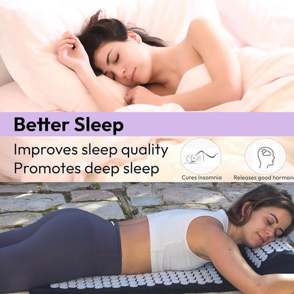 Acupressure Mat with Pillow & Ball Acupuncture Pin Massage Set Neck Pain Relief