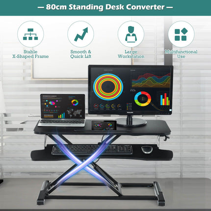 Height-Adjustable Ergonomic Sit-Stand Desk with Metal Frame and Clamping Plates