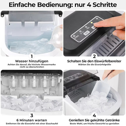 Electric Ice Cube Machine Ice Cube Maker Stainless Steel Icemaker Ice Machine 1.2L,9 Cubes,Self-Clean
