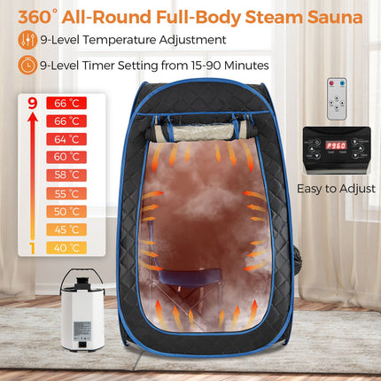 Portable Steam Sauna Tent with 1000W 3L Steam Generator and Chair
