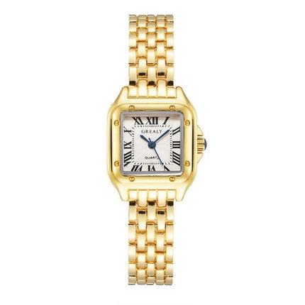 Ladies Grealy Luxury Quartz Watch Gold Stainless Steel Elegant Wristwatch Boxed