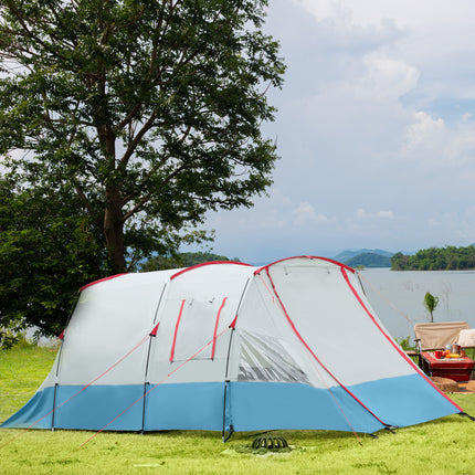 6-8 Person Tunnel Tent, Two-Room Camping Tent with Carry Bag