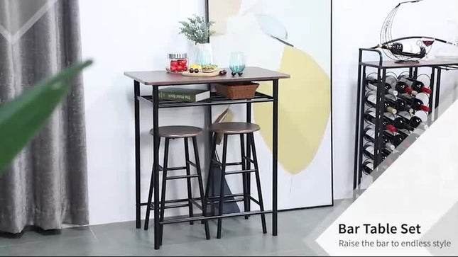 HOMCOM 3-Piece Dining Set with 2 Matching Chairs and 1 Table Black and Oak