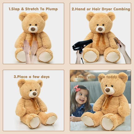 Giant Teddy Bear Stuffed Animal 3Ft,36'' Big Bear for Kid,Large Stuffed Bear for Baby Shower, Teddy Bear for Girlfriend Boyfriend Wife Mom Fiancée Valentine'S Birthday, Tan