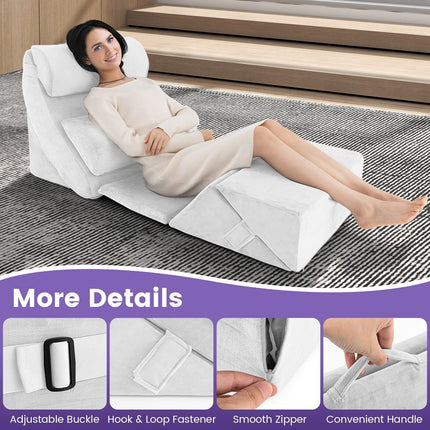 7 PCS Adjustable Support Pillow Set Bed Wedge Pillows Triangle Sit-Up Pillow