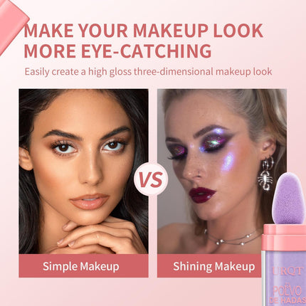 Polvo De Hadas Fairy Highlighter Patting Powder Face Body Glitter Shimmer Brightens Blusher Waterproof Smooth Highlighter Festival Party Makeup (#04 Fantasy Purple)