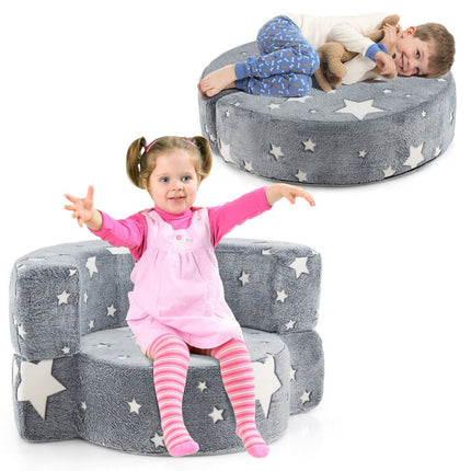 2 in 1 Glow in the Dark Sofa for Toddlers with Machine Washable Flannel Cover