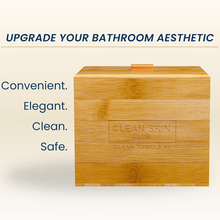 Luxe Bamboo Box & Towels XL, Face Towel, Disposable Makeup Remover Dry Wipes, Facial Wash (Cover)