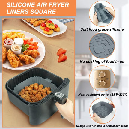 YQL Silicone Air Fryer Liner for COSORI, 2PCS Square Air Fryer Liner 8 Inch Air
