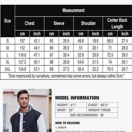 Mens Fashion Varsity Jackets Leather Sleeve Slim Fit College Baseball Letterman Bomber Coat