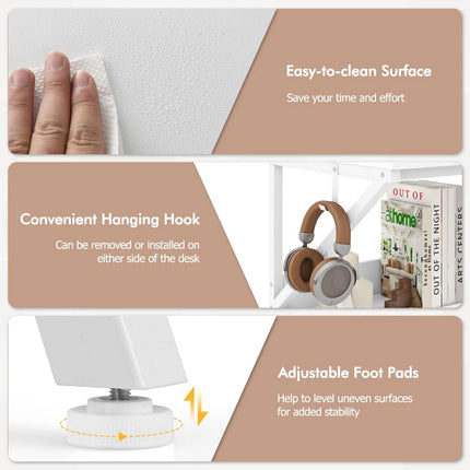 Space Saving Computer Desk with Monitor Stand and Open Shelf