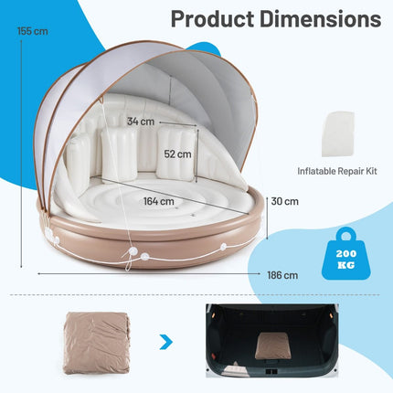 Inflatable Pool Float with Detachable Sunshade Canopy