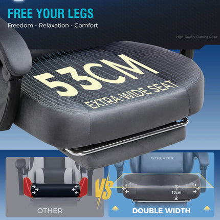 Fabric Gaming Chair, Ergonomic Computer Chair with Footrest and Lumbar Support Height Adjustable Home Office Chair