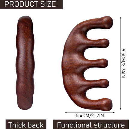 Wooden Massage Comb, Stimulator Gua Sha Natural Sandalwood Head Scalp No Static Wide Tooth Body Massage Tool for Men Women
