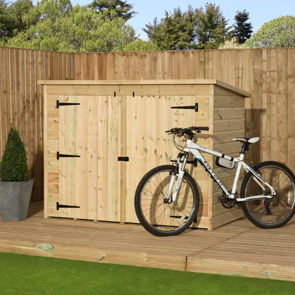 7 Ft. W X 3 Ft. D Tongue and Groove Pent Wooden Bike Shed